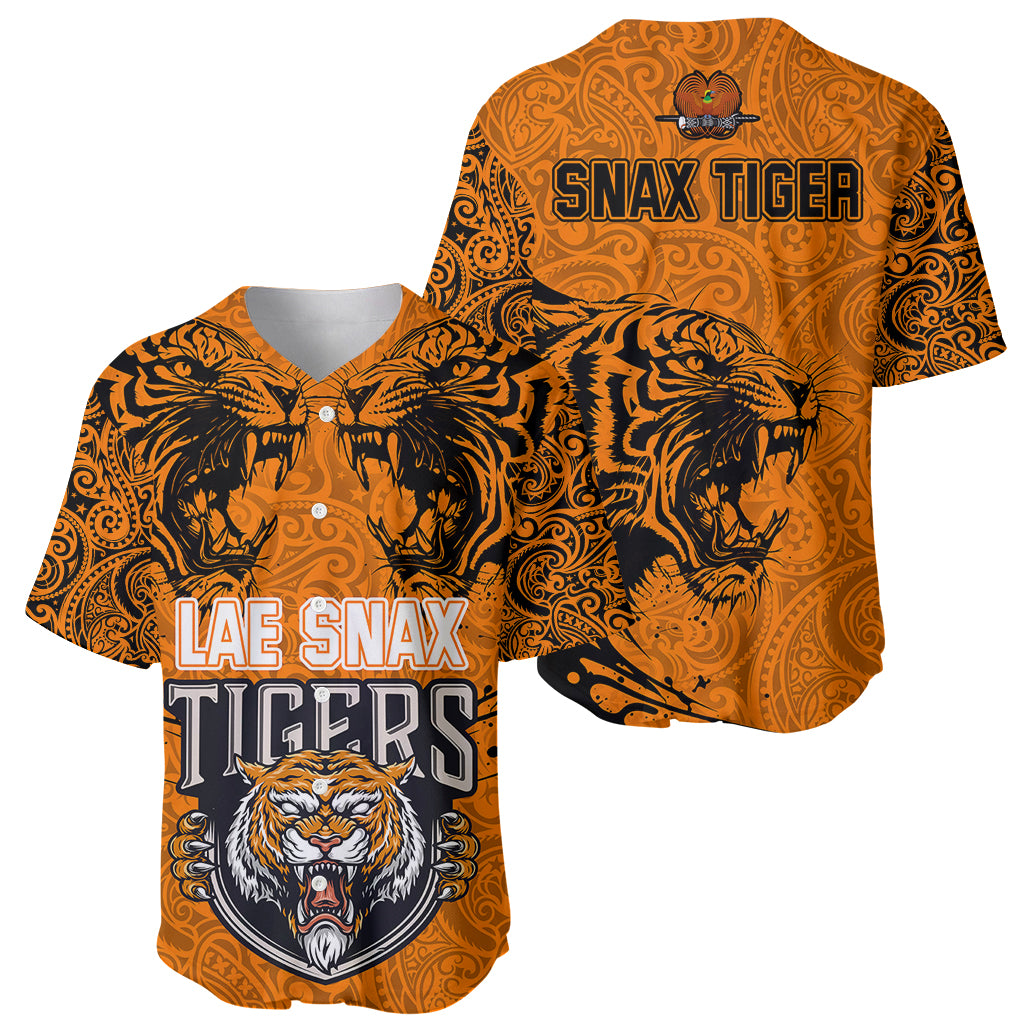 PNG Lae Snax Tigers Rugby Baseball Jersey The Tigers Head and PNG Bird Polynesian Tattoo LT03 - Polynesian Pride