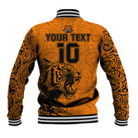 Custom PNG Lae Snax Tigers Rugby Baseball Jacket The Tigers Head and PNG Bird Polynesian Tattoo LT03 - Polynesian Pride