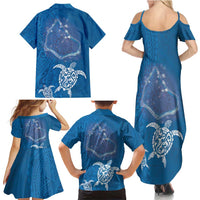 Cook Islands Manihiki Atoll Family Matching Summer Maxi Dress and Hawaiian Shirt Maori Turtle and Polynesian Pattern
