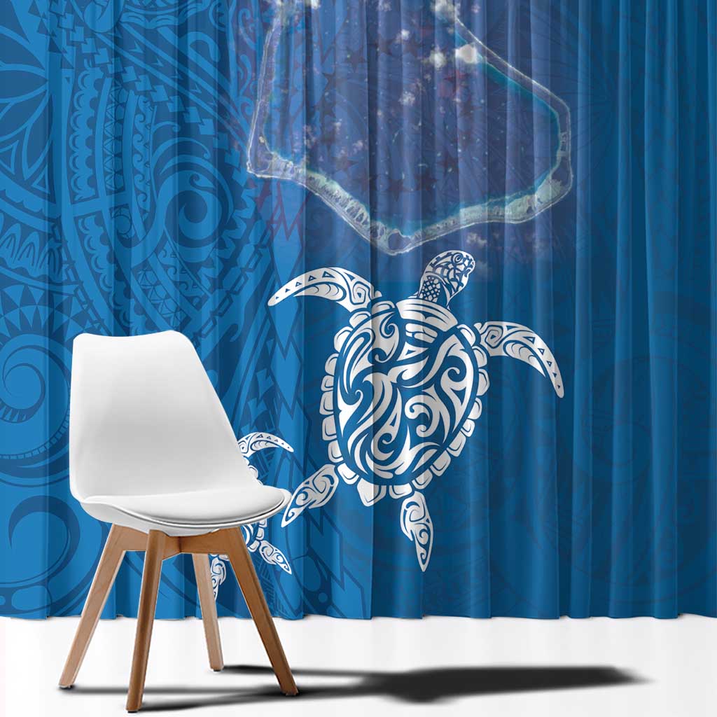 Cook Islands Manihiki Atoll Window Curtain Maori Turtle and Polynesian Pattern