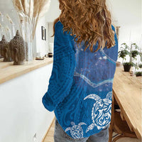 Cook Islands Manihiki Atoll Women Casual Shirt Maori Turtle and Polynesian Pattern