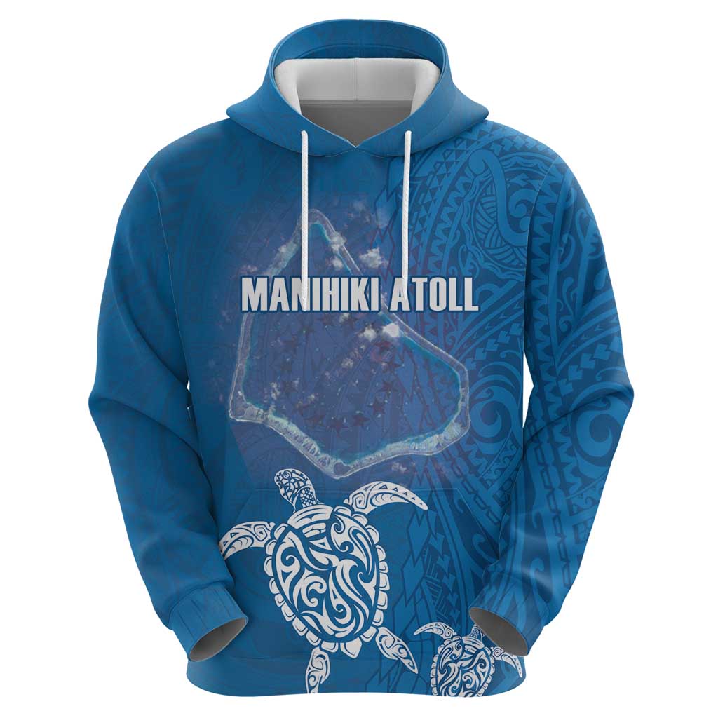 Cook Islands Manihiki Atoll Zip Hoodie Maori Turtle and Polynesian Pattern