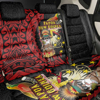 Papua New Guinea Christmas Back Car Seat Cover Funny Melanesian Santa with Bird-of-paradise Tribal Style - Polynesian Pride