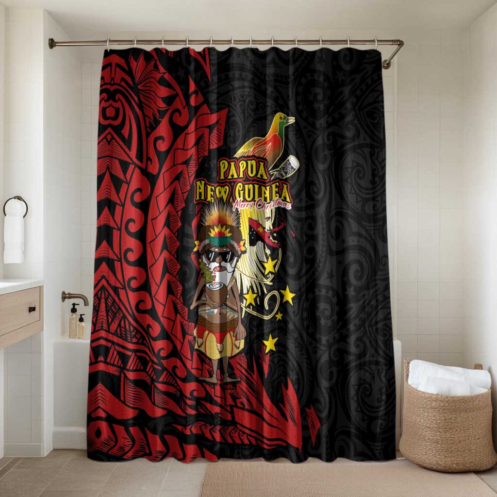 Papua New Guinea Christmas Bathroom Set Funny Melanesian Santa with Bird-of-paradise Tribal Style - Polynesian Pride