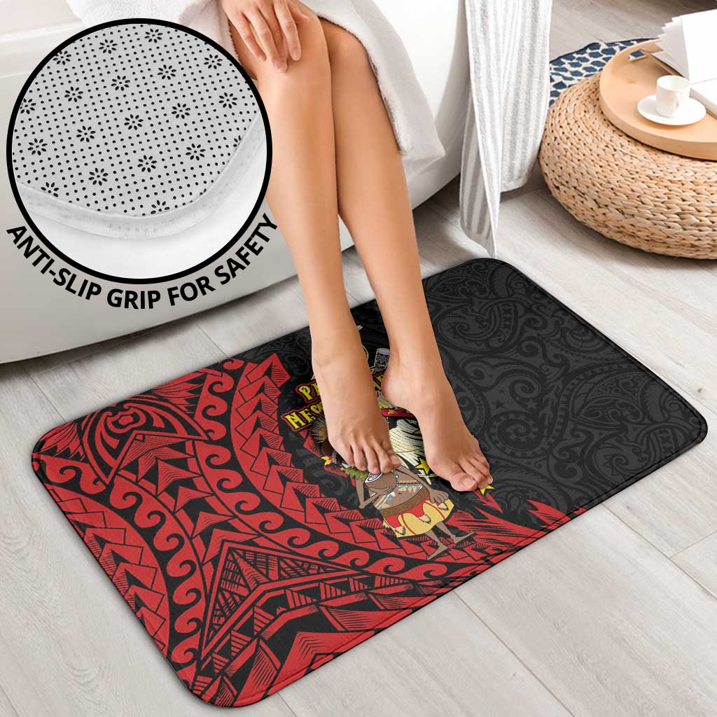 Papua New Guinea Christmas Bathroom Set Funny Melanesian Santa with Bird-of-paradise Tribal Style - Polynesian Pride