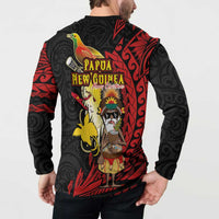 Papua New Guinea Christmas Button Sweatshirt Funny Melanesian Santa with Bird-of-paradise Tribal Style - Polynesian Pride