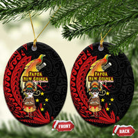 Papua New Guinea Christmas Ceramic Ornament Funny Melanesian Santa with Bird-of-paradise Tribal Style - Polynesian Pride
