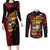 Papua New Guinea Christmas Couples Matching Long Sleeve Bodycon Dress and Long Sleeve Button Shirt Funny Melanesian Santa with Bird-of-paradise Tribal Style - Polynesian Pride