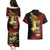 Papua New Guinea Christmas Couples Matching Puletasi and Hawaiian Shirt Funny Melanesian Santa with Bird-of-paradise Tribal Style - Polynesian Pride