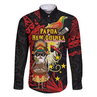 Papua New Guinea Christmas Family Matching Long Sleeve Bodycon Dress and Hawaiian Shirt Funny Melanesian Santa with Bird-of-paradise Tribal Style - Polynesian Pride