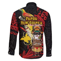 Papua New Guinea Christmas Family Matching Long Sleeve Bodycon Dress and Hawaiian Shirt Funny Melanesian Santa with Bird-of-paradise Tribal Style - Polynesian Pride