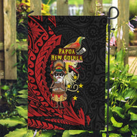 Papua New Guinea Christmas Garden Flag Funny Melanesian Santa with Bird-of-paradise Tribal Style - Polynesian Pride