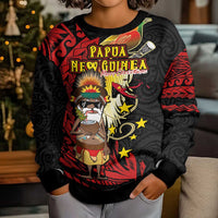 Papua New Guinea Christmas Kid Ugly Christmas Sweater Funny Melanesian Santa with Bird-of-paradise Tribal Style - Polynesian Pride