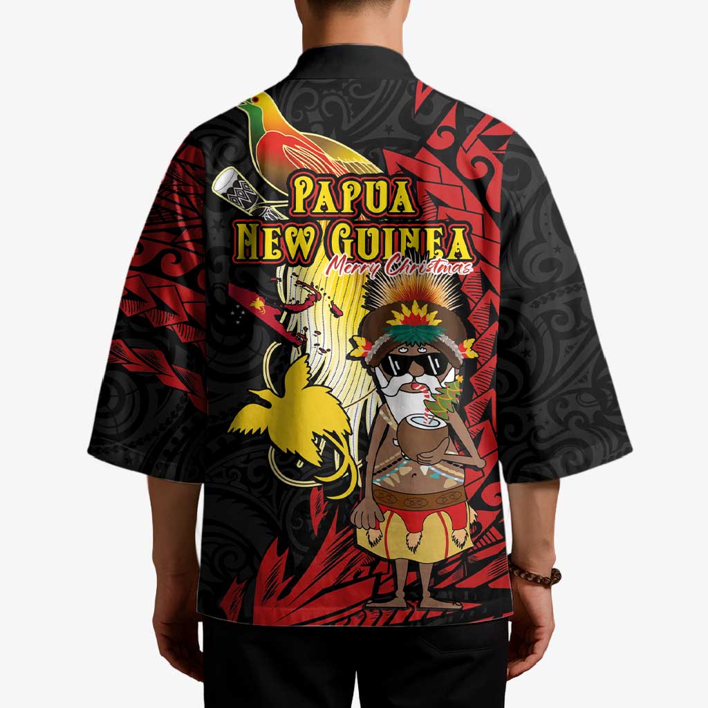 Papua New Guinea Christmas Kimono Funny Melanesian Santa with Bird-of-paradise Tribal Style - Polynesian Pride