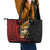 Papua New Guinea Christmas Leather Tote Bag Funny Melanesian Santa with Bird-of-paradise Tribal Style - Polynesian Pride