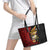 Papua New Guinea Christmas Leather Tote Bag Funny Melanesian Santa with Bird-of-paradise Tribal Style - Polynesian Pride