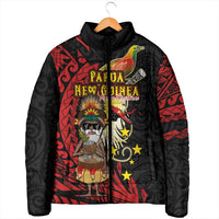 Papua New Guinea Christmas Padded Jacket Funny Melanesian Santa with Bird-of-paradise Tribal Style - Polynesian Pride