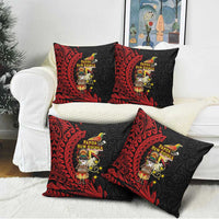 Papua New Guinea Christmas Pillow Cover Funny Melanesian Santa with Bird-of-paradise Tribal Style - Polynesian Pride