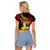 Papua New Guinea Christmas Raglan Cropped T Shirt Funny Melanesian Santa with Bird-of-paradise Tribal Style - Polynesian Pride