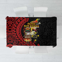 Papua New Guinea Christmas Tablecloth Funny Melanesian Santa with Bird-of-paradise Tribal Style - Polynesian Pride