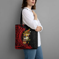 Papua New Guinea Christmas Tote Bag Funny Melanesian Santa with Bird-of-paradise Tribal Style - Polynesian Pride