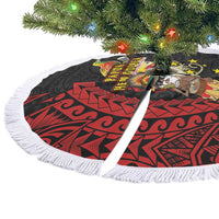 Papua New Guinea Christmas Tree Skirt Funny Melanesian Santa with Bird-of-paradise Tribal Style - Polynesian Pride
