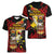 Papua New Guinea Christmas Women V-Neck T-Shirt Funny Melanesian Santa with Bird-of-paradise Tribal Style - Polynesian Pride
