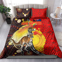 Australia and Papua New Guinea Together Bedding Set Bird-of-paradise and Kangaroo with Oro Tapa and Aboriginal Art Motifs - Polynesian Pride