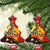 Australia and Papua New Guinea Together Ceramic Ornament Bird-of-paradise and Kangaroo with Oro Tapa and Aboriginal Art Motifs - Polynesian Pride