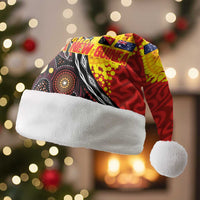 Australia and Papua New Guinea Together Christmas Santa Hat Bird-of-paradise and Kangaroo with Oro Tapa and Aboriginal Art Motifs - Polynesian Pride