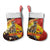 Australia and Papua New Guinea Together Christmas Stocking Bird-of-paradise and Kangaroo with Oro Tapa and Aboriginal Art Motifs - Polynesian Pride