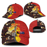 Australia and Papua New Guinea Together Classic Cap Bird-of-paradise and Kangaroo with Oro Tapa and Aboriginal Art Motifs - Polynesian Pride