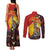 Australia and Papua New Guinea Together Couples Matching Tank Maxi Dress and Long Sleeve Button Shirt Bird-of-paradise and Kangaroo with Oro Tapa and Aboriginal Art Motifs - Polynesian Pride