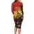Australia and Papua New Guinea Together Family Matching Long Sleeve Bodycon Dress and Hawaiian Shirt Bird-of-paradise and Kangaroo with Oro Tapa and Aboriginal Art Motifs - Polynesian Pride