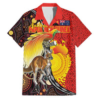 Australia and Papua New Guinea Together Family Matching Mermaid Dress and Hawaiian Shirt Bird-of-paradise and Kangaroo with Oro Tapa and Aboriginal Art Motifs - Polynesian Pride