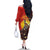 Australia and Papua New Guinea Together Family Matching Off The Shoulder Long Sleeve Dress and Hawaiian Shirt Bird-of-paradise and Kangaroo with Oro Tapa and Aboriginal Art Motifs - Polynesian Pride