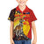 Australia and Papua New Guinea Together Family Matching Off The Shoulder Long Sleeve Dress and Hawaiian Shirt Bird-of-paradise and Kangaroo with Oro Tapa and Aboriginal Art Motifs - Polynesian Pride