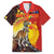 Australia and Papua New Guinea Together Family Matching Off Shoulder Maxi Dress and Hawaiian Shirt Bird-of-paradise and Kangaroo with Oro Tapa and Aboriginal Art Motifs - Polynesian Pride