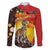 Australia and Papua New Guinea Together Family Matching Off Shoulder Maxi Dress and Hawaiian Shirt Bird-of-paradise and Kangaroo with Oro Tapa and Aboriginal Art Motifs - Polynesian Pride