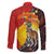 Australia and Papua New Guinea Together Family Matching Off Shoulder Maxi Dress and Hawaiian Shirt Bird-of-paradise and Kangaroo with Oro Tapa and Aboriginal Art Motifs - Polynesian Pride