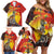 Australia and Papua New Guinea Together Family Matching Off Shoulder Short Dress and Hawaiian Shirt Bird-of-paradise and Kangaroo with Oro Tapa and Aboriginal Art Motifs - Polynesian Pride