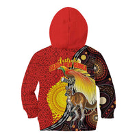Australia and Papua New Guinea Together Kid Hoodie Bird-of-paradise and Kangaroo with Oro Tapa and Aboriginal Art Motifs - Polynesian Pride