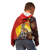 Australia and Papua New Guinea Together Kid Hoodie Bird-of-paradise and Kangaroo with Oro Tapa and Aboriginal Art Motifs - Polynesian Pride