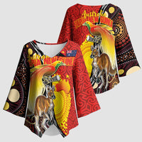 Australia and Papua New Guinea Together Kimono Sleeve Blouse Bird-of-paradise and Kangaroo with Oro Tapa and Aboriginal Art Motifs - Polynesian Pride
