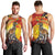 Australia and Papua New Guinea Together Men Tank Top Bird-of-paradise and Kangaroo with Oro Tapa and Aboriginal Art Motifs - Polynesian Pride