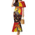 Australia and Papua New Guinea Together Mermaid Dress Bird-of-paradise and Kangaroo with Oro Tapa and Aboriginal Art Motifs - Polynesian Pride