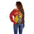 Australia and Papua New Guinea Together Off Shoulder Sweater Bird-of-paradise and Kangaroo with Oro Tapa and Aboriginal Art Motifs - Polynesian Pride