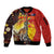 Australia and Papua New Guinea Together Sleeve Zip Bomber Jacket Bird-of-paradise and Kangaroo with Oro Tapa and Aboriginal Art Motifs - Polynesian Pride