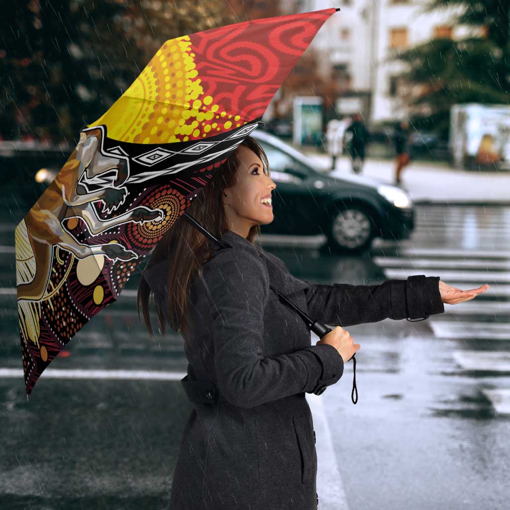 Australia and Papua New Guinea Together Umbrella Bird-of-paradise and Kangaroo with Oro Tapa and Aboriginal Art Motifs - Polynesian Pride