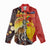Australia and Papua New Guinea Together Women Casual Shirt Bird-of-paradise and Kangaroo with Oro Tapa and Aboriginal Art Motifs - Polynesian Pride